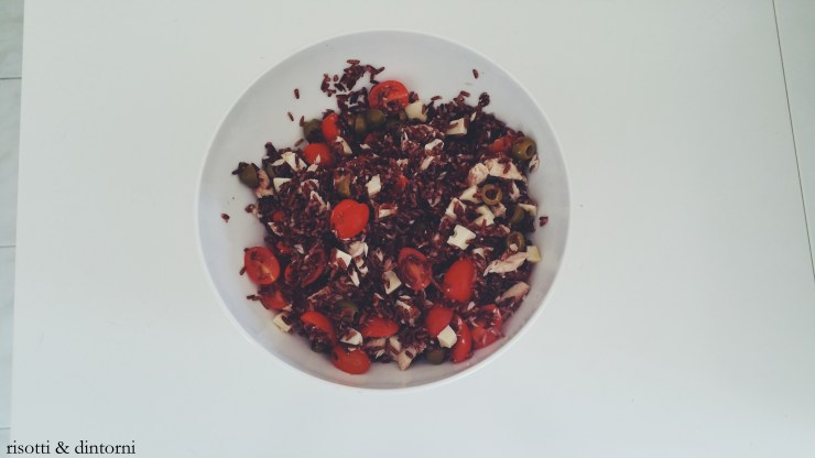 riso rosso integrale sgombro perini olive toma